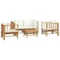 Set Salotto da Giardino 5pz con Cuscini Bianco Crema in Bambù Set Salotto da Giardino 5pz con Cuscini Bianco Crema in Bambù