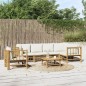 Set Salotto da Giardino 7pz con Cuscini Bianco Crema in Bambù Set Salotto da Giardino 7pz con Cuscini Bianco Crema in Bambù