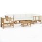 Set Salotto da Giardino 7pz con Cuscini Bianco Crema in Bambù Set Salotto da Giardino 7pz con Cuscini Bianco Crema in Bambù