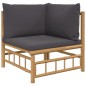 Set Salotto da Giardino 7pz con Cuscini Grigio Scuro Bambù Set Salotto da Giardino 7pz con Cuscini Grigio Scuro Bambù