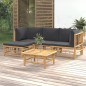 Set Salotto da Giardino 5pz con Cuscini Grigio Scuro Bambù Set Salotto da Giardino 5pz con Cuscini Grigio Scuro Bambù