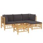 Set Salotto da Giardino 5pz con Cuscini Grigio Scuro Bambù Set Salotto da Giardino 5pz con Cuscini Grigio Scuro Bambù