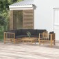 Set Salotto da Giardino 7pz con Cuscini Grigio Scuro Bambù Set Salotto da Giardino 7pz con Cuscini Grigio Scuro Bambù