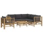 Set Salotto da Giardino 7pz con Cuscini Grigio Scuro Bambù Set Salotto da Giardino 7pz con Cuscini Grigio Scuro Bambù
