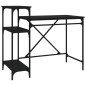 Scrivania Ripiani Nera 105x50x90 cm Legno Multistrato e Ferro