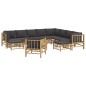 Set Salotto da Giardino 12pz con Cuscini Grigio Scuro Bambù Set Salotto da Giardino 12pz con Cuscini Grigio Scuro Bambù