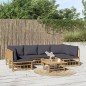 Set Salotto da Giardino 7pz con Cuscini Grigio Scuro Bambù Set Salotto da Giardino 7pz con Cuscini Grigio Scuro Bambù