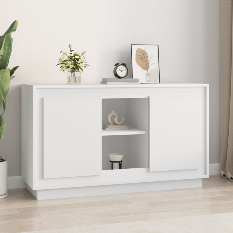 Credenza Bianca 102x35x60 cm in Legno Multistrato Credenza Bianca 102x35x60 cm in Legno Multistrato