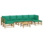 Set Salotto da Giardino 8pz con Cuscini Verdi Bambù