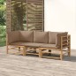 vidaXL Set Salotto da Giardino 3pz con Cuscini Tortora Bambù vidaXL Set Salotto da Giardino 3pz con Cuscini Tortora Bambù