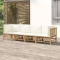 vidaXL Set Salotto da Giardino 4pz con Cuscini Bianco Crema in Bambù vidaXL Set Salotto da Giardino 4pz con Cuscini Bianco Crema in Bambù