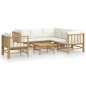 Set Salotto da Giardino 7pz con Cuscini Bianco Crema in Bambù Set Salotto da Giardino 7pz con Cuscini Bianco Crema in Bambù