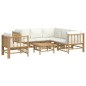 Set Salotto da Giardino 7pz con Cuscini Bianco Crema in Bambù Set Salotto da Giardino 7pz con Cuscini Bianco Crema in Bambù
