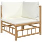 Set Salotto da Giardino 7pz con Cuscini Bianco Crema in Bambù Set Salotto da Giardino 7pz con Cuscini Bianco Crema in Bambù