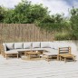 vidaXL Set Salotto da Giardino 12pz con Cuscini Grigio Chiaro Bambù vidaXL Set Salotto da Giardino 12pz con Cuscini Grigio Chiaro Bambù