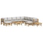 vidaXL Set Salotto da Giardino 12pz con Cuscini Grigio Chiaro Bambù vidaXL Set Salotto da Giardino 12pz con Cuscini Grigio Chiaro Bambù