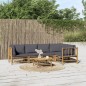 Set Salotto da Giardino 6pz con Cuscini Grigio Scuro Bambù Set Salotto da Giardino 6pz con Cuscini Grigio Scuro Bambù