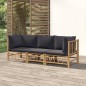 Set Salotto da Giardino 3pz con Cuscini Grigio Scuro Bambù Set Salotto da Giardino 3pz con Cuscini Grigio Scuro Bambù