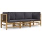 Set Salotto da Giardino 3pz con Cuscini Grigio Scuro Bambù Set Salotto da Giardino 3pz con Cuscini Grigio Scuro Bambù