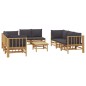 Set Salotto da Giardino 9pz con Cuscini Grigio Scuro Bambù Set Salotto da Giardino 9pz con Cuscini Grigio Scuro Bambù