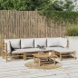 vidaXL Set Salotto da Giardino 6pz con Cuscini Grigio Chiaro Bambù vidaXL Set Salotto da Giardino 6pz con Cuscini Grigio Chiaro Bambù