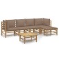 Set Salotto da Giardino 6pz con Cuscini Tortora Bambù Set Salotto da Giardino 6pz con Cuscini Tortora Bambù