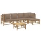 Set Salotto da Giardino 6pz con Cuscini Tortora Bambù Set Salotto da Giardino 6pz con Cuscini Tortora Bambù