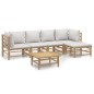 Set Salotto da Giardino 6pz con Cuscini Grigio Chiaro Bambù Set Salotto da Giardino 6pz con Cuscini Grigio Chiaro Bambù