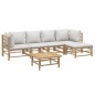 Set Salotto da Giardino 6pz con Cuscini Grigio Chiaro Bambù Set Salotto da Giardino 6pz con Cuscini Grigio Chiaro Bambù