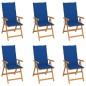 Sedie da Giardino 6 pz con Cuscini Blu Reale Massello di Teak Sedie da Giardino 6 pz con Cuscini Blu Reale Massello di Teak