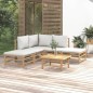 Set Salotto da Giardino 6pz con Cuscini Grigio Chiaro Bambù Set Salotto da Giardino 6pz con Cuscini Grigio Chiaro Bambù