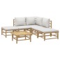 Set Salotto da Giardino 6pz con Cuscini Grigio Chiaro Bambù Set Salotto da Giardino 6pz con Cuscini Grigio Chiaro Bambù