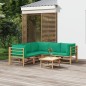 Set Salotto da Giardino 6pz con Cuscini Verdi Bambù Set Salotto da Giardino 6pz con Cuscini Verdi Bambù