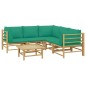 Set Salotto da Giardino 6pz con Cuscini Verdi Bambù Set Salotto da Giardino 6pz con Cuscini Verdi Bambù