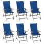 Sedie da Giardino Reclinabili 6 pz con Cuscini Massello Acacia Sedie da Giardino Reclinabili 6 pz con Cuscini Massello Acacia