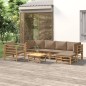 Set Salotto da Giardino 7pz con Cuscini Tortora Bambù Set Salotto da Giardino 7pz con Cuscini Tortora Bambù