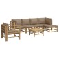 Set Salotto da Giardino 7pz con Cuscini Tortora Bambù Set Salotto da Giardino 7pz con Cuscini Tortora Bambù