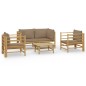 Set Salotto da Giardino 5pz con Cuscini Tortora Bambù Set Salotto da Giardino 5pz con Cuscini Tortora Bambù