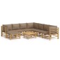 Set Salotto da Giardino 9pz con Cuscini Tortora Bambù Set Salotto da Giardino 9pz con Cuscini Tortora Bambù