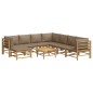 Set Salotto da Giardino 9pz con Cuscini Tortora Bambù Set Salotto da Giardino 9pz con Cuscini Tortora Bambù