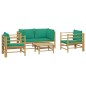 Set Salotto da Giardino 5pz con Cuscini Verdi Bambù Set Salotto da Giardino 5pz con Cuscini Verdi Bambù