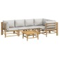Set Salotto da Giardino 6pz con Cuscini Grigio Chiaro Bambù Set Salotto da Giardino 6pz con Cuscini Grigio Chiaro Bambù