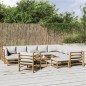 Set Salotto da Giardino 12pz con Cuscini Grigio Chiaro Bambù