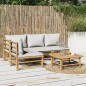vidaXL Set Salotto da Giardino 5pz con Cuscini Grigio Chiaro Bambù vidaXL Set Salotto da Giardino 5pz con Cuscini Grigio Chiaro Bambù