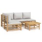 vidaXL Set Salotto da Giardino 5pz con Cuscini Grigio Chiaro Bambù vidaXL Set Salotto da Giardino 5pz con Cuscini Grigio Chiaro Bambù