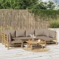 vidaXL Set Salotto da Giardino 7pz con Cuscini Tortora Bambù vidaXL Set Salotto da Giardino 7pz con Cuscini Tortora Bambù