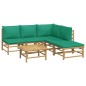 vidaXL Set Salotto da Giardino 6pz con Cuscini Verdi Bambù