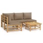 vidaXL Set Salotto da Giardino 5pz con Cuscini Tortora Bambù