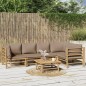 Set Salotto da Giardino 6pz con Cuscini Tortora Bambù Set Salotto da Giardino 6pz con Cuscini Tortora Bambù