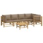Set Salotto da Giardino 6pz con Cuscini Tortora Bambù Set Salotto da Giardino 6pz con Cuscini Tortora Bambù